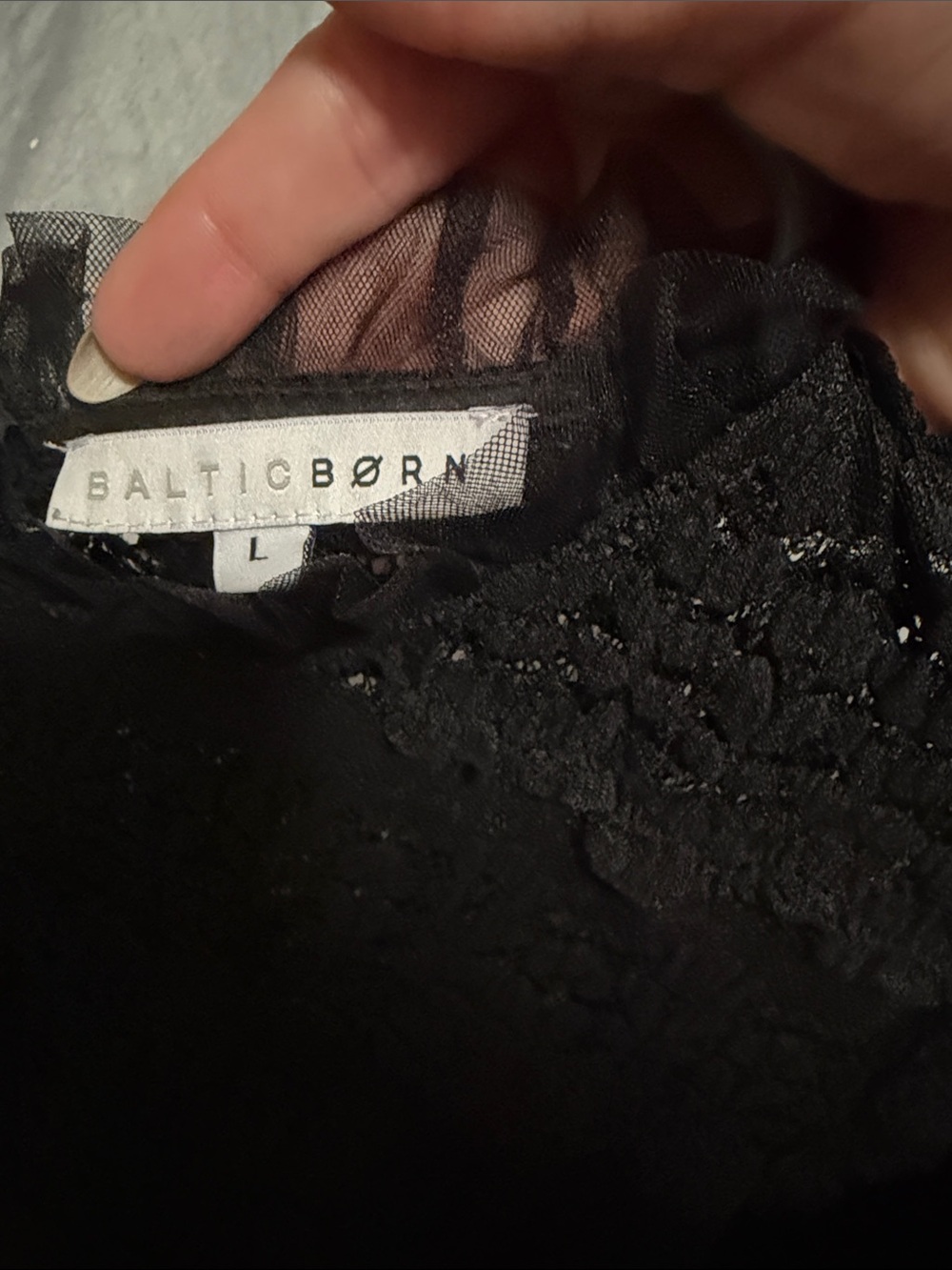 Baltic Born Black Lace Long Sleeve Tulle Gown - Picture 2 of 3